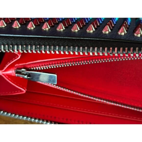 Christian Louboutin | Calf Leather Multi Rainbow Metal Spikes Panettone Wallet - Picture 10 of 16